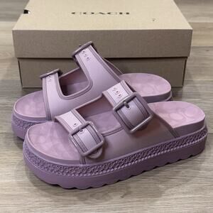 Coach NIB Lainey Lilac Purple Rubber Women's 7 Slides Sandals SOLD OUT Online